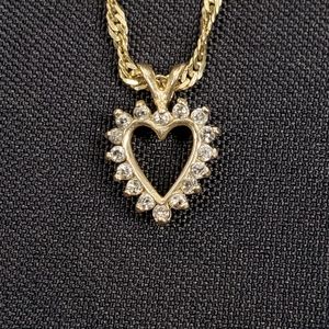 Orianne Collins OC 20" 14Kt Gold Sweetheart Rope Necklace & Diamond Heart Pendan